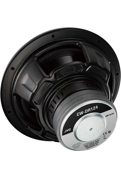 JVC CW-DR124 DRVN 12" 4-ohm 350 Watt Motorklank Subwoofer – Enkel (Swart) met Betroubare Lae Frekwensie Slagkrag