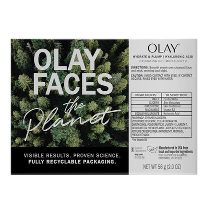 Olay Hialuroniese Suur Gesigbevogtiger, Voller & Hidrerende Jel vir Droë Vel, Behou & Herstel Vog, met Niasinamied (56 g)