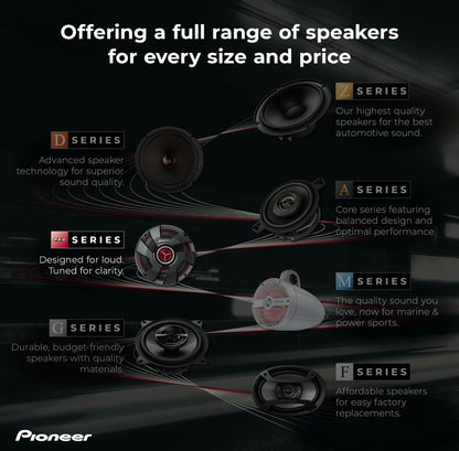 Pioneer TS-B401PRO, Motorluidsprekers, Volreeks, Duidelike Klankgehalte, Maklike Installasie en Verbeterde Bassweergawe, 4 duim Luidsprekers