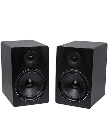 Rockville APM8B Aangedrewe USB Studio Monitor Luidsprekerpaar in Swart, 8", 2-rigting, 500W, EQ, MDF Hout, RCA/XLR