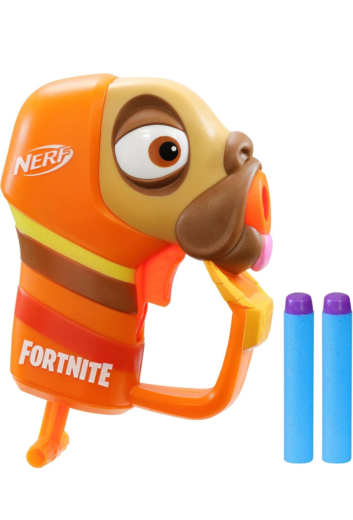 Nerf Fortnite Micro Doggo Mini Dart-Firing Blaster - Fortnite Doggo Outfit Design - Includes 2 Official Nerf Elite Darts