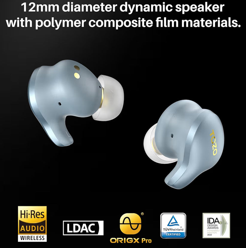Golden X1 Wireless Earbuds Balanced Armature Driver and Hybrid Dynamic OrigX Pro, LDAC & Hi-Res Audio Wireless, Noise Cancellation - Blue
