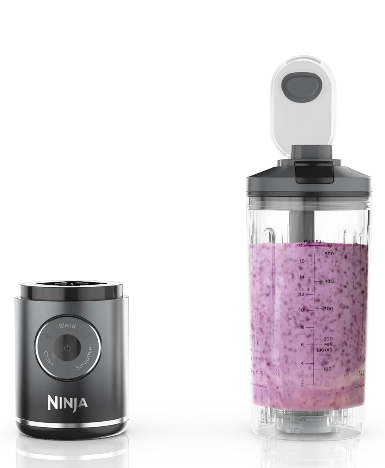 Ninja Blast Max, Portable & Personal Blender + Twist & Go, Smoothie, Blend, Ice Crush, 3 Programs, Cordless, 22 oz - GREY, BC251GY
