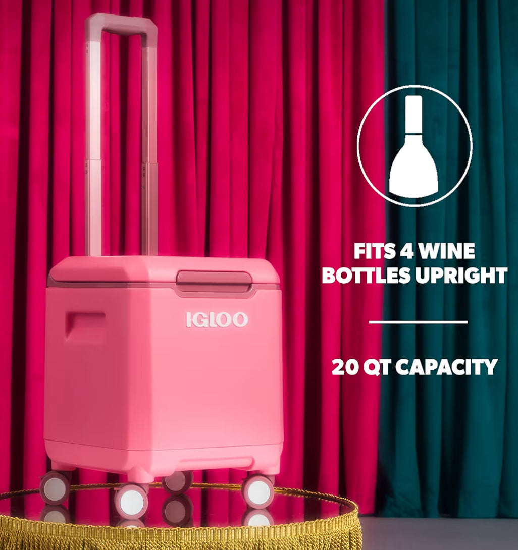 Igloo Tag Along 360 Spinner Cooler | 20 Quart Rolling Ice Chest - (Pink)