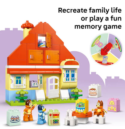 LEGO DUPLO Bluey: Bluey se Gesinshuis met Geheuespel - Kleuter Speelding vir Kinders Ouderdomme 3+