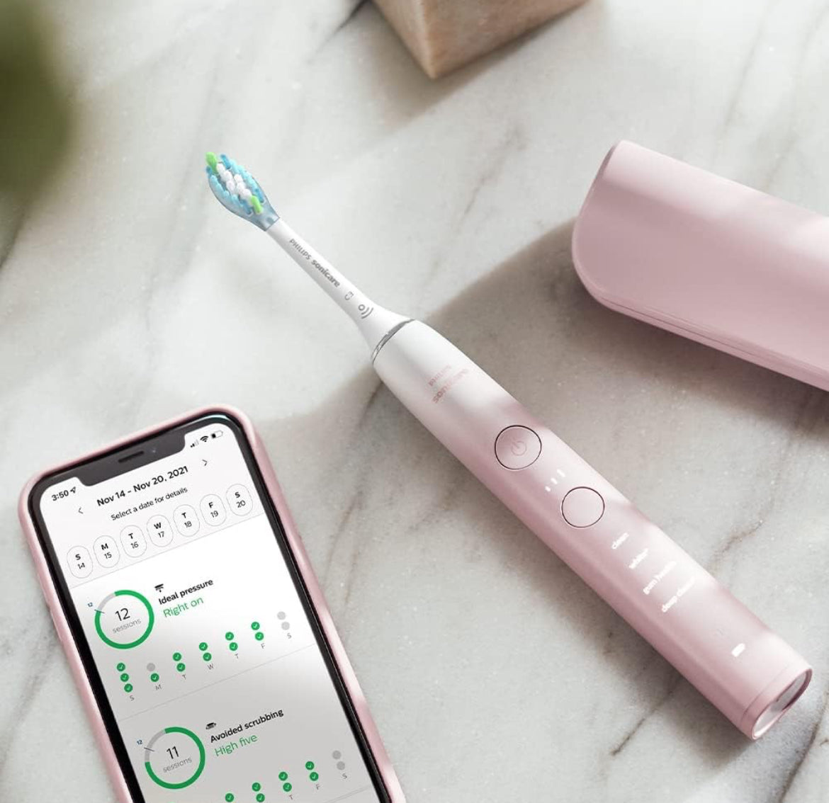PHILIPS Sonicare 9000 Special Edition Rechargeable Toothbrush - Pink/White (HX9911/90)