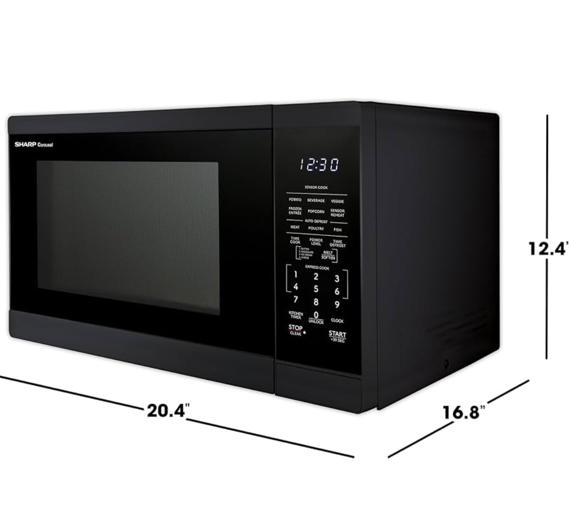 Sharp SMC1461KB 1.4 cu. ft. 1100W Black Countertop Microwave Oven
Removable 12.4" Carousel Turntable