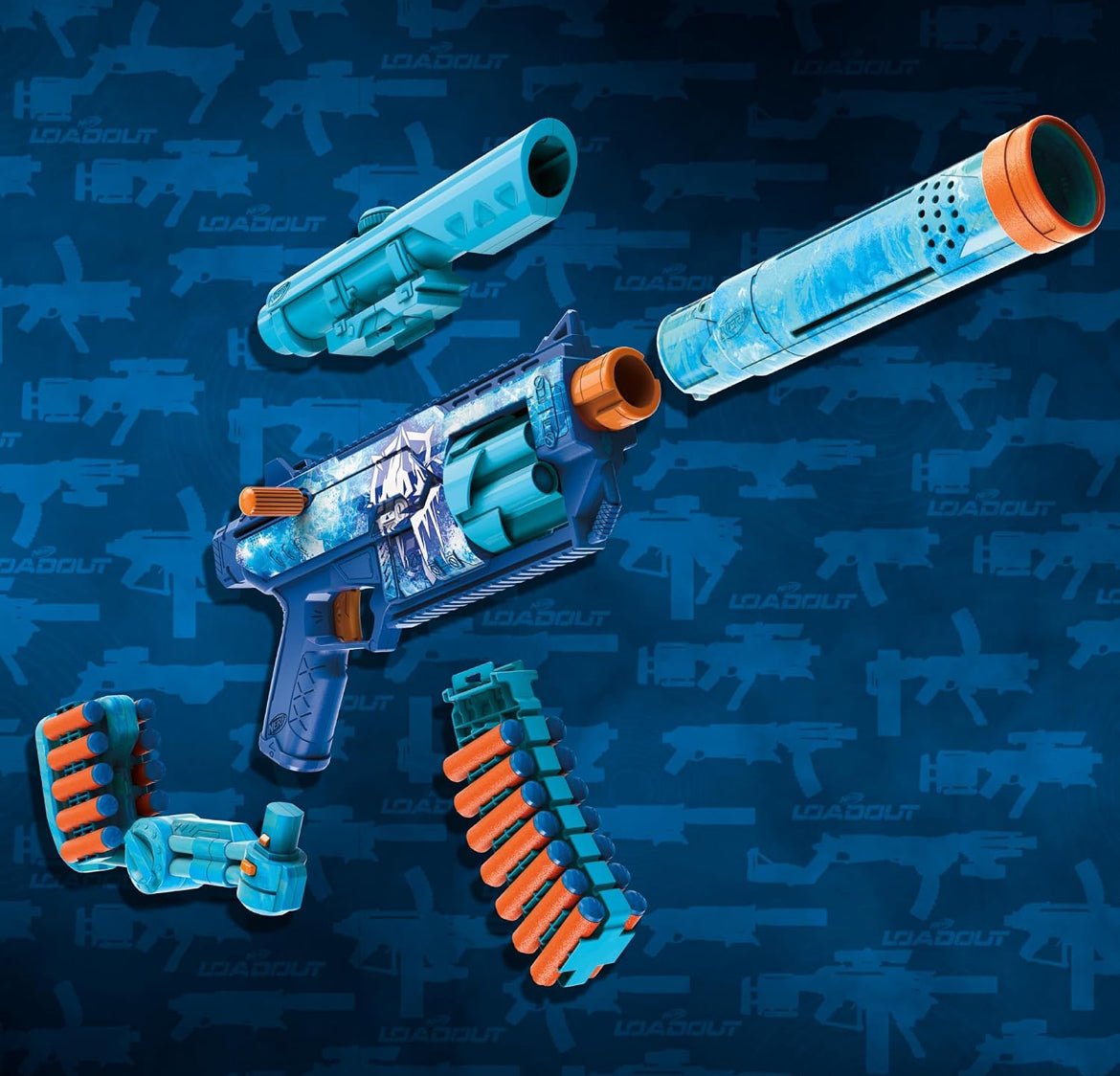 Nerf Loadout FrostFusion Blaster, 4 Interchangeable Attachment Accessories, 30 Nerf N1 Darts, Kids Toys & Gifts, Ages 8+