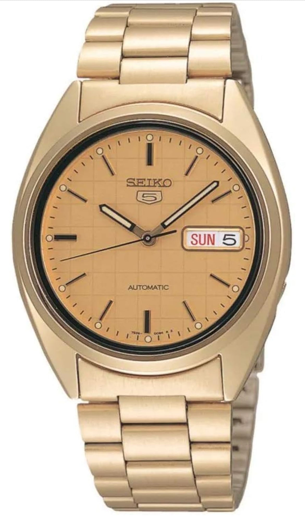 Seiko 5 Outomatiese Vlekvrye Staalhorlosie - Champagne op Goud