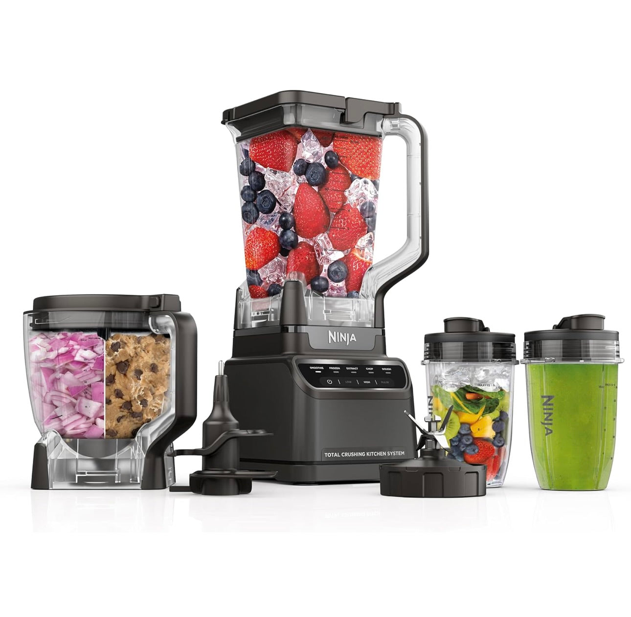 Ninja Blender, Kitchen System for-Smoothie, Frozen, Extract, Chop & Dough, Pitcher, 8-cup Food Processor Total Crushing, 1200 Watt, BPA Free -Dark Grey - BR601AMZ