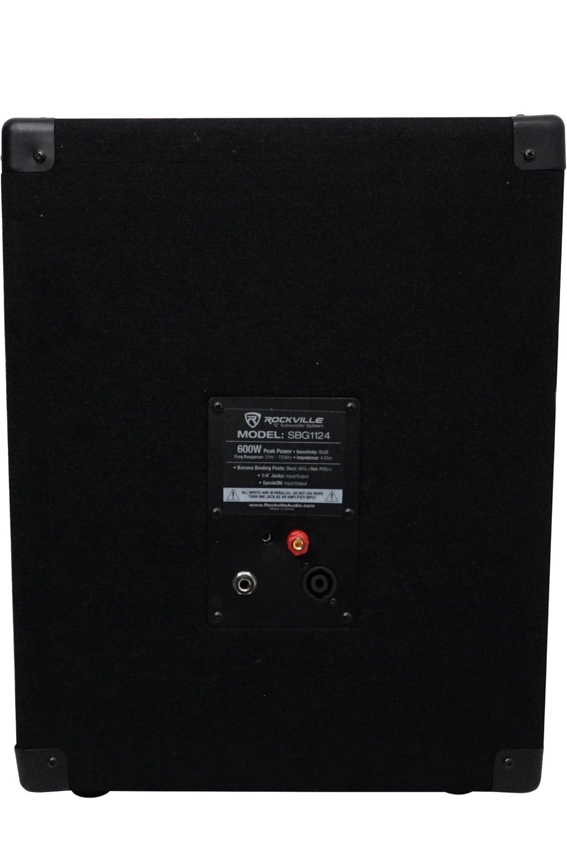 Rockville SBG1124 12" 600W Passiewe 4 Ω Pro DJ Subwoofer, Mdf/Paalmontering, Swart