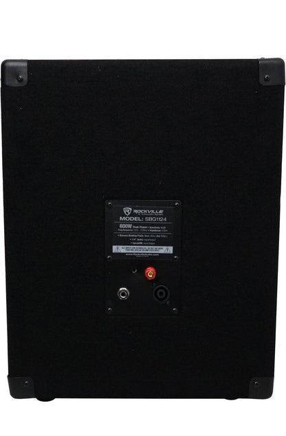 Rockville SBG1124 12" 600W Passiewe 4 Ω Pro DJ Subwoofer, Mdf/Paalmontering, Swart