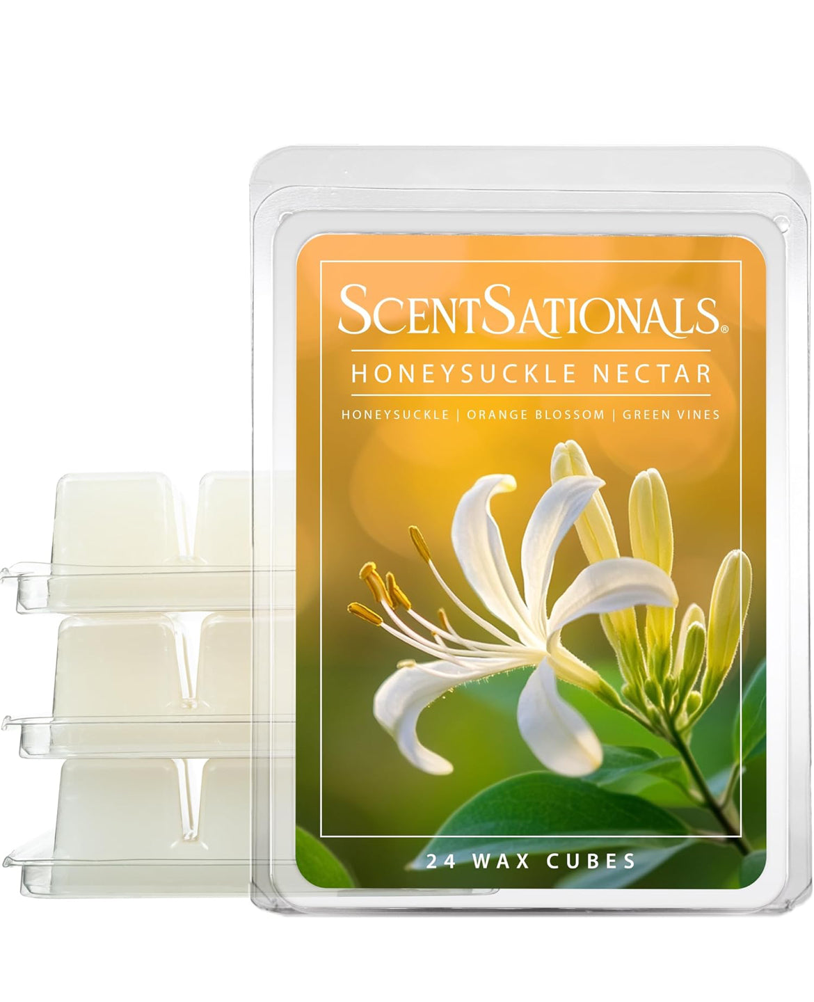 Scentsationals Wax Melts, Wax Cubes Strong Scent - Honeysuckle Nectar - Long Lasting Scented Melts for Warmer, 10oz (Pack of 4)