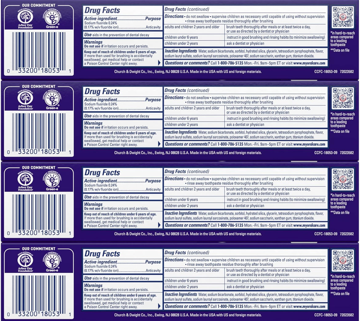 ARM & HAMMER Complete Care Toothpaste,Teeth Whitening w/ Baking Soda - Fluoride Fresh Mint Flavor (Pack of 4)