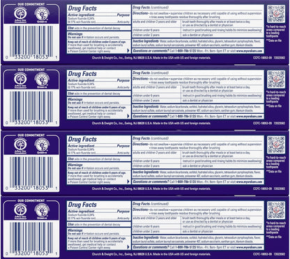 ARM & HAMMER Complete Care Toothpaste,Teeth Whitening w/ Baking Soda - Fluoride Fresh Mint Flavor (Pack of 4)