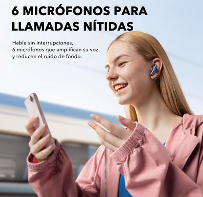 Soundcore by Anker Liberty 4 NC Wireless Earbuds, 98.5% Noise Reduction, Adaptive Noise Cancelling to Ears and Environment, Hi-Res Sound, 50H Battery, Wireless Charging, Bluetooth 5.3