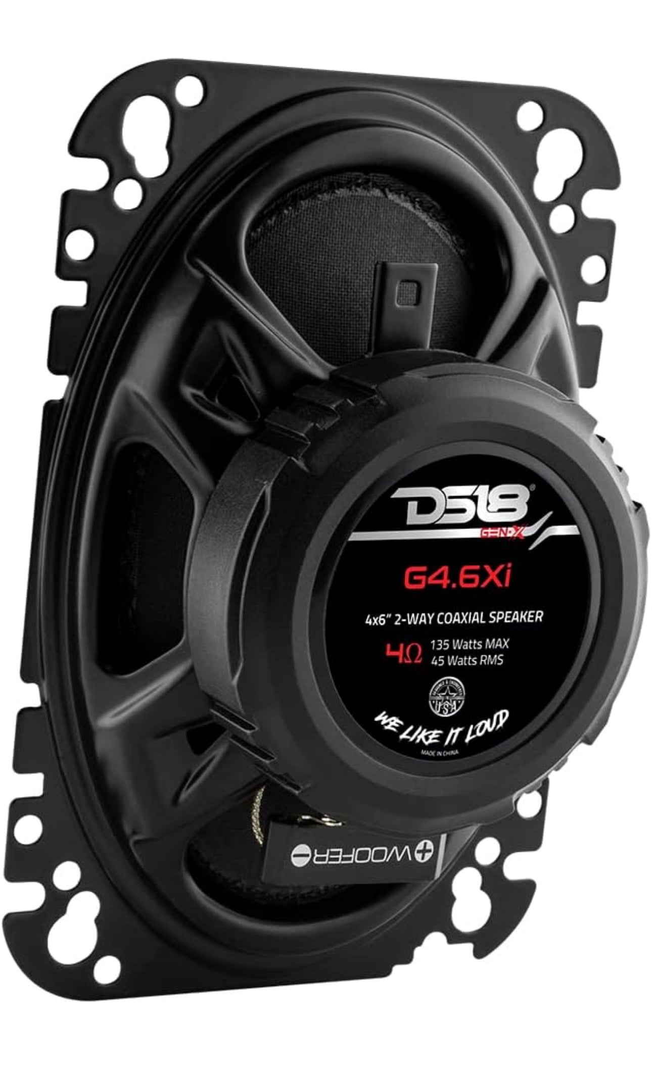 DS18 G4.6Xi GEN-X 4x6 INCH 2-Way Coaxial Speakers 135 Watts Max Power 4-Ohm - PAIR
