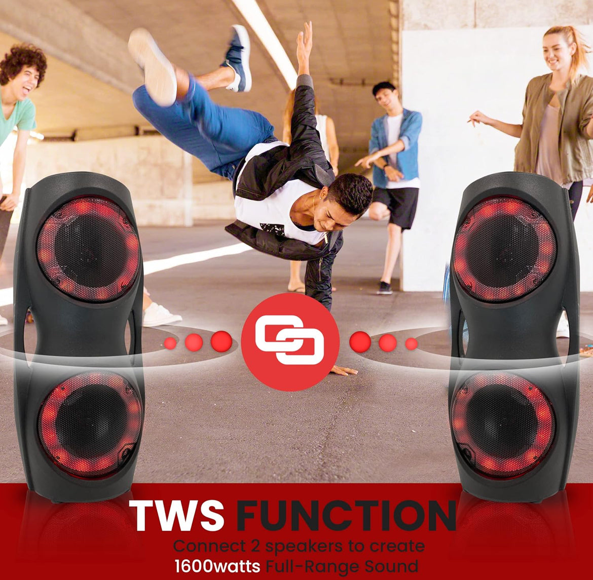 Portable Bluetooth 800W Indoor/Outdoor Bluetooth Speaker Portable System w/TWS, Recorder, Microphone in, Party Lights, USB SD Card Reader, FM Radio, Carry Handle PPHP62LB