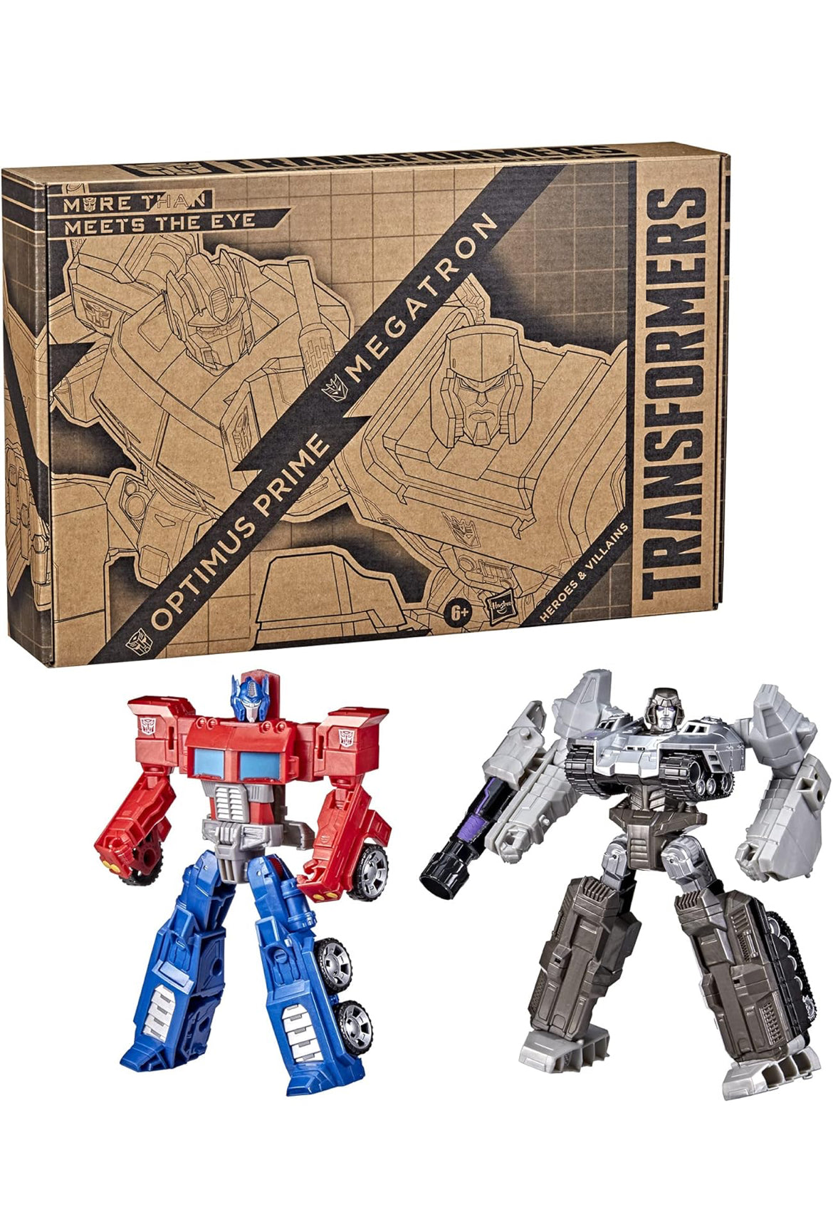 Transformers Toys Heroes and Villains Optimus Prime and Megatron 2-Pack Action Figures - for Kids Ages 6 and Up, 7-inch (Amazon Exclusive)