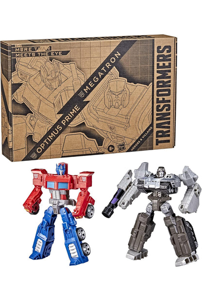 Transformers Toys Heroes and Villains Optimus Prime and Megatron 2-Pack Action Figures - for Kids Ages 6 and Up, 7-inch (Amazon Exclusive)