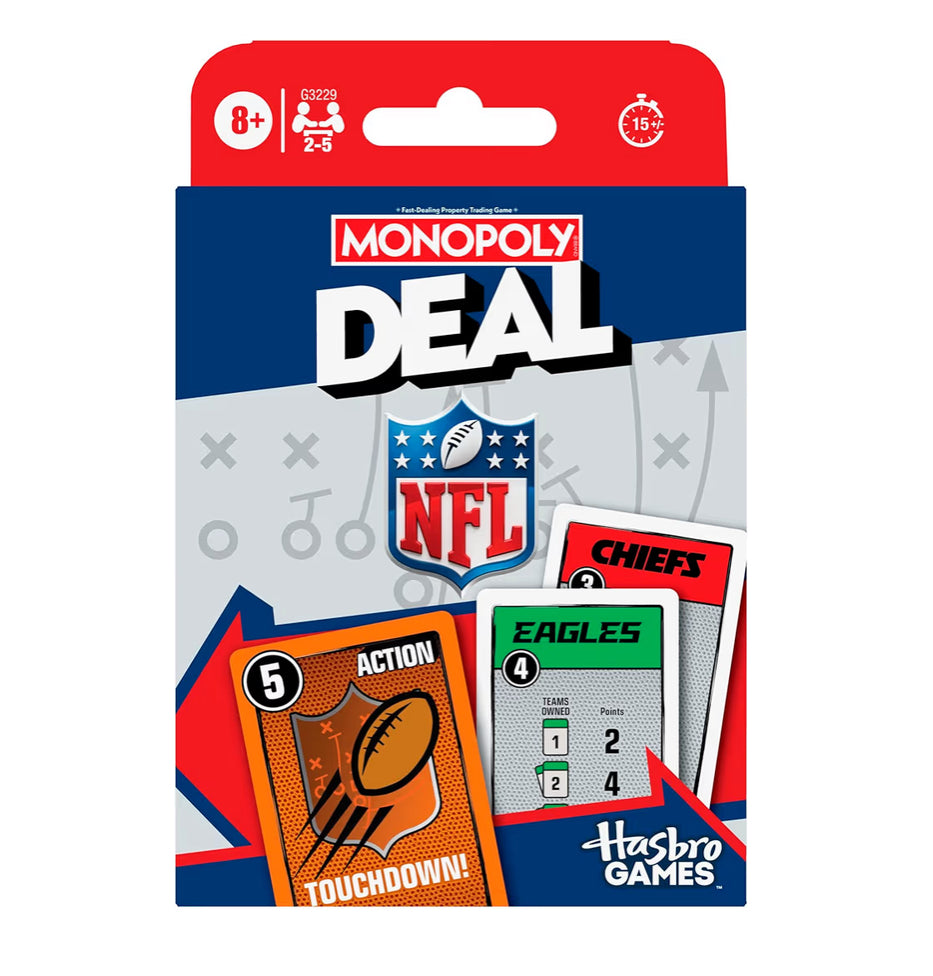 Monopoly Deal NFL Edition Game for Families and Kids | Ages 8+ | 2-5 Players | 15 Mins.
