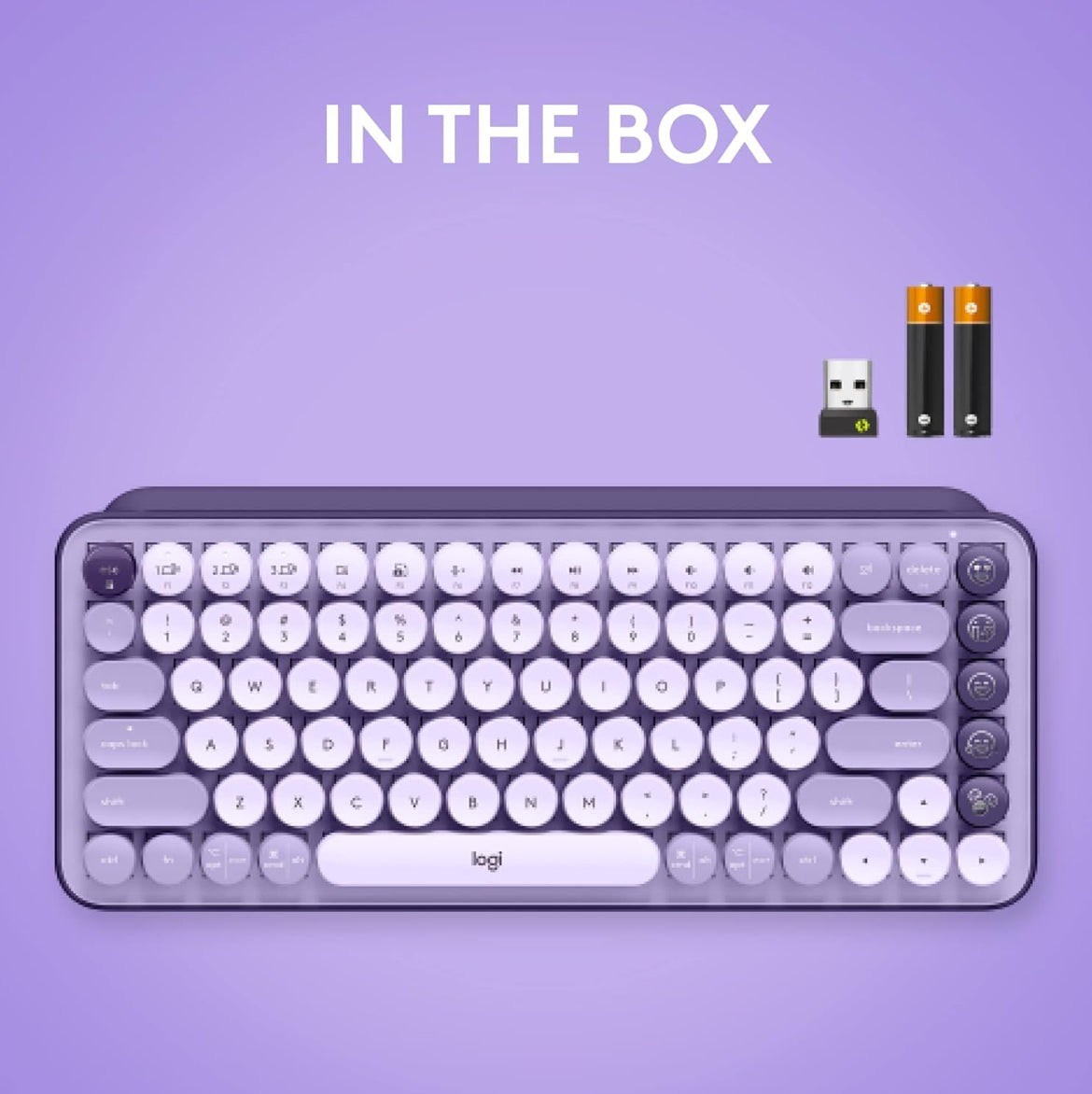 Logitech POP Keys Mechanical Wireless Keyboard with Customizable Emoji Keys, Durable Compact Design, Bluetooth or USB Connectivity, Multi-Device, OS Compatible - Cosmos