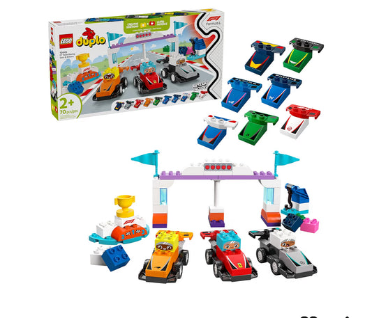 LEGO DUPLO Town F1 Team Race Cars & Drivers Building Toy Playset