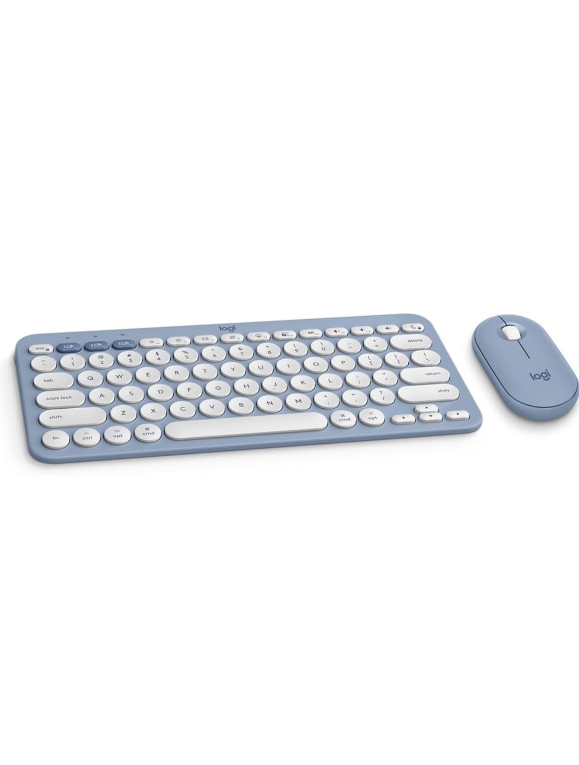 Logitech Pebble 2 Combo for Mac, Wireless Keyboard and Mouse, Slim, Quiet and Portable, Customizable, Bluetooth Mouse and Keyboard, Easy-Switch, for macOS, iPadOS - Tonal Blue