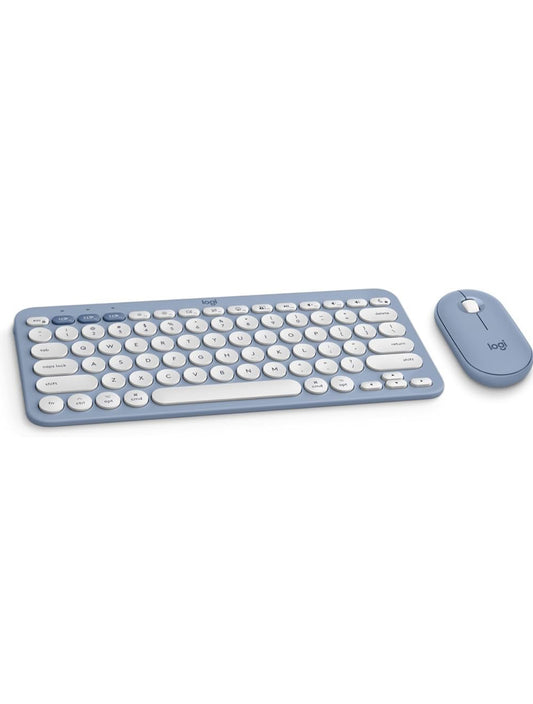Logitech Pebble 2 Combo vir Mac, Draadlose Sleutelbord en Muis, Skraal, Stil en Draagbaar, Aanpasbaar, Bluetooth-Muis en -Sleutelbord, Maklik-Skakel, vir macOS, iPadOS - Tonal Blou