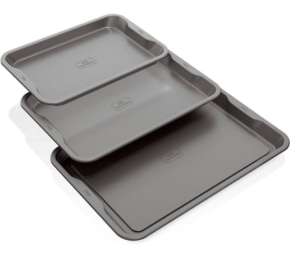 Ninja B33003 Foodi NeverStick Premium 3-Stuk Bakplaatstel, Kleefvry, Oondveilig tot 260⁰C - Skottelgoedwasser Veilig (Grys)