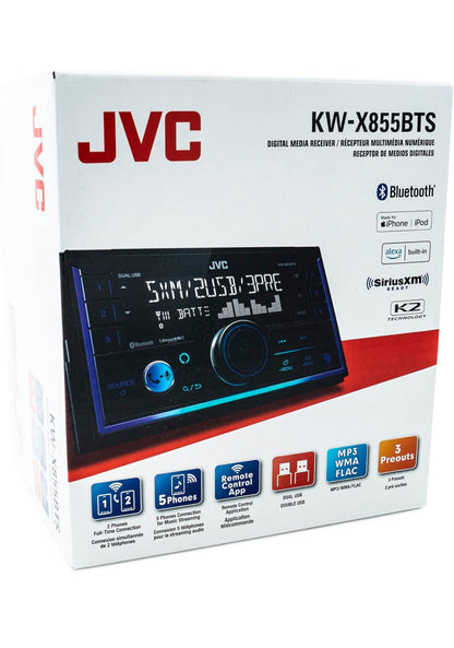 JVC KW-X855BTS Bluetooth Motorstereo Digitale Media Ontvanger met USB-poort, AM/FM-radio, MP3-speler, Amazon Alexa, Android, iPhone, Dubbel DIN, 13-band EQ