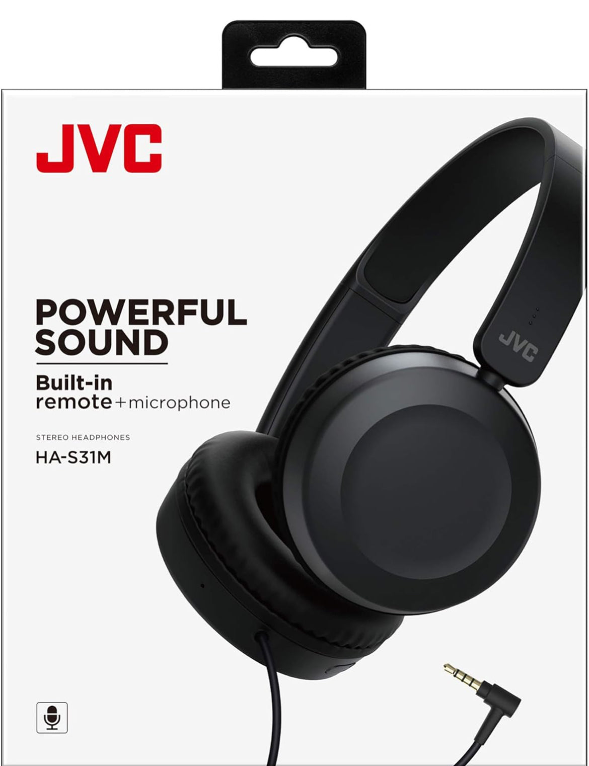 JVC Liggewig-oorfone met kragtige klank, geïntegreerde afstandbeheer en mikrofoon vir slimfone - HAS31MB (Swart), Medium