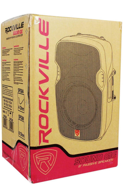 Rockville SPG84 8 Duim Passiewe 400w DJ PA Luidspreker ABS Liggewig Kabinet 4 Ohm, 8 duim