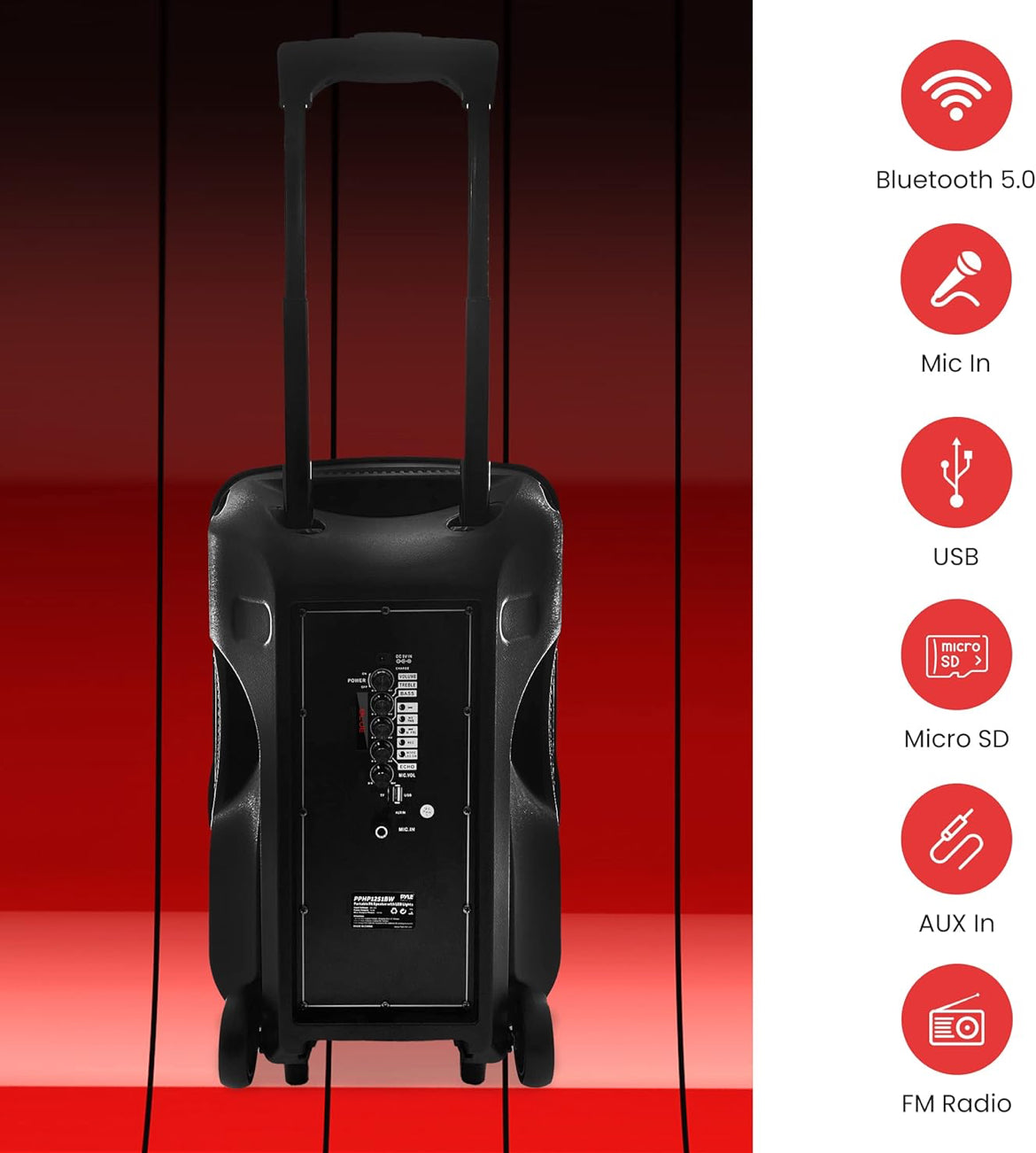 Draagbare Bluetooth PA-luidspreker – 300W 12” Herlaaibare Binne/Buite BT Karaoke-oudiostelsel – LED-skerm, FM/AUX/MP3/USB/SD, 1/4" in, Handvatsel, Wiele – Draadlose & Bedrade Mik, Afstandsbeheer