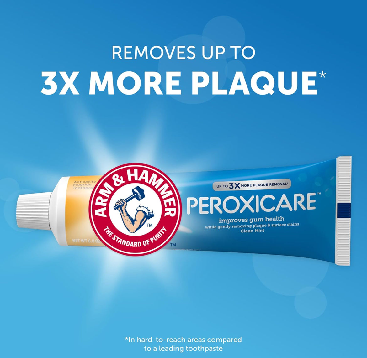 ARM & HAMMER Peroxicare Toothpaste for Gum Health, Baking Soda Toothpaste, Clean Mint 6.0 oz (Pack of 4)