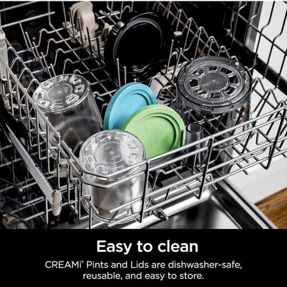 Ninja Creami Pints 4-pak, versoenbaar met NC299AMZ & NC300s Reeks Creami-roomysmakers, egte Ninja Pint, BPA-vry en skottelgoedwasser-veilig, kleurdeksels, deurskynend/grys/lemmetjie/pienk/aqua, XSKPLD4BCD