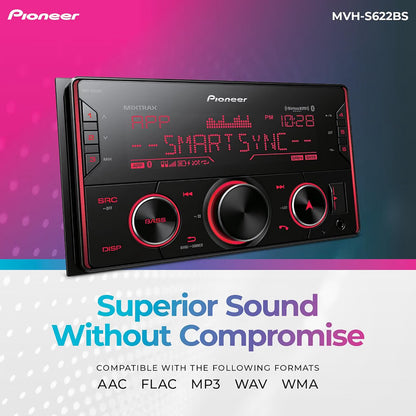 Pioneer MVH-S622BS Double Din Car Stereo with Bluetooth, USB
Digital Media Receiver, SiriusXM, Color Change, FLAC, Voice Control, 50W x 4 Output, 13-Band EQ, AM/FM, Hi-Volt RCA Preouts