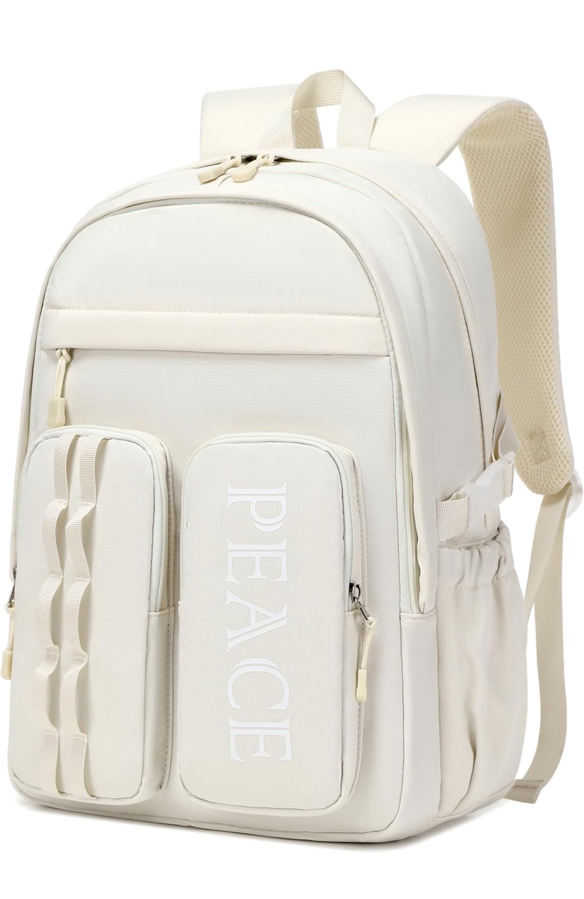 College Bookbag Laptop Backpacks 15.6 Inch Kids Elementary School Bag for Teens Girls Boys Water Resistant Sport Travel Back Pack Women Men Work Business Computer Rucksack Off White