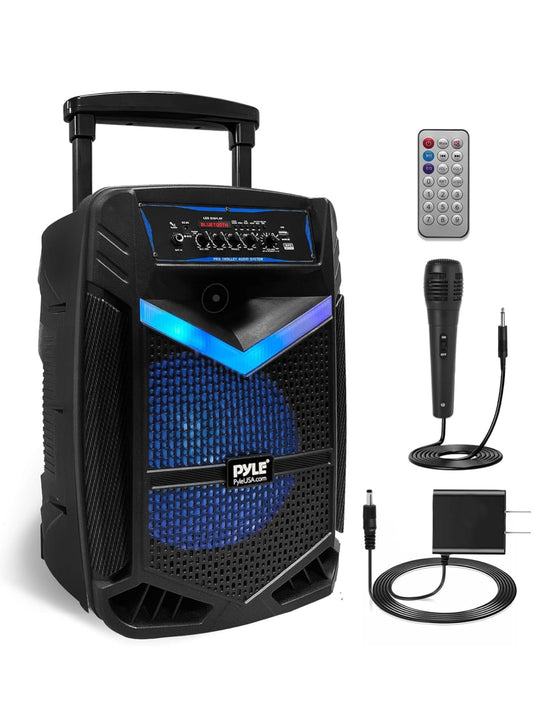 Portable Bluetooth PA Speaker - 1200W Rechargeable Outdoor Bluetooth w/ 15” Subwoofer 1” Tweeter, Recording Function Mic In Party Lights USB/SD Radio PPHP1542B