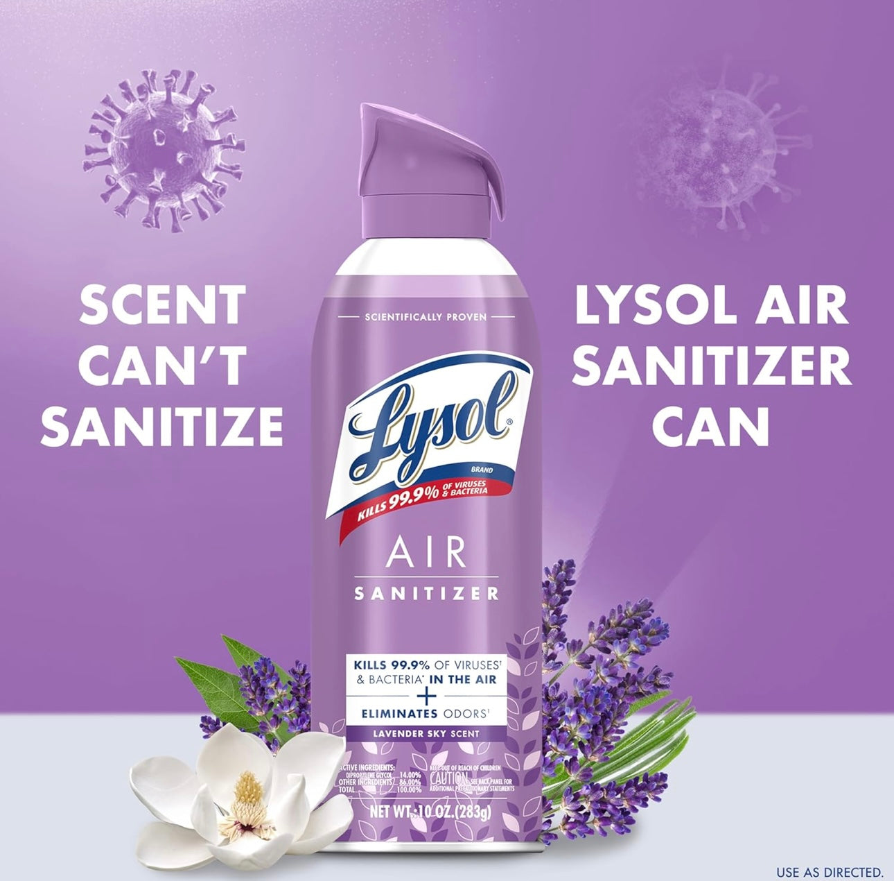 Lysol Luugsuiweraarbespuiting, Vir Luugsuiwering en Reukuitskakeling, Laventel Luggie Geur, 10 Vl. Oz (Pak van 3)