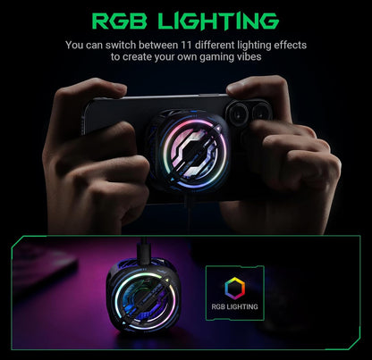 Black Shark Magnetiese Selfoon Verkoeler, RGB Foon Verkoelingwaaier Draagbare Liggewig Mobiele Foon Verkoelingwaaier, Foon Verkoeler met Groter Verkoelingsarea vir Foon/Tablet/iPad (Swart)