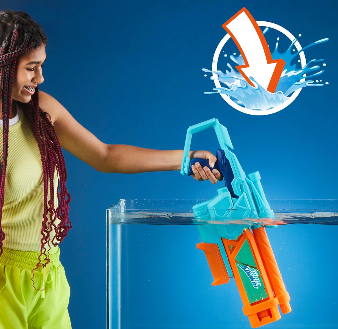 Nerf Super Soaker Mega Dunk-Fill Water Blaster, Easy Instant Fill Tank, Just Dunk & Go, 33.9 Fluid Ounce Tank, Water Toys, Ages 6+