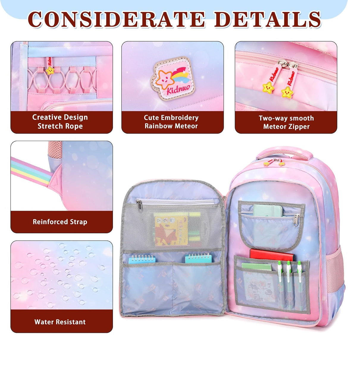 Girls Backpack 15.6 Inch Laptop School Bag Cute Kids Kindergarten Elementary Backpacks Middle Schoolbag Large Bookbags for Women Teens Students Anti Theft Travel Daypack (Pink)