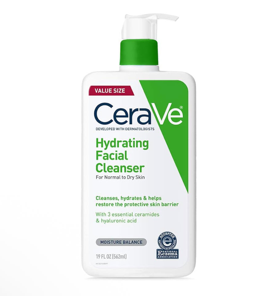 CeraVe Hydrating Facial Cleanser Hyaluronic Acid + Ceramides + Glycerin For Normal To Dry Skin - (16 Oz)