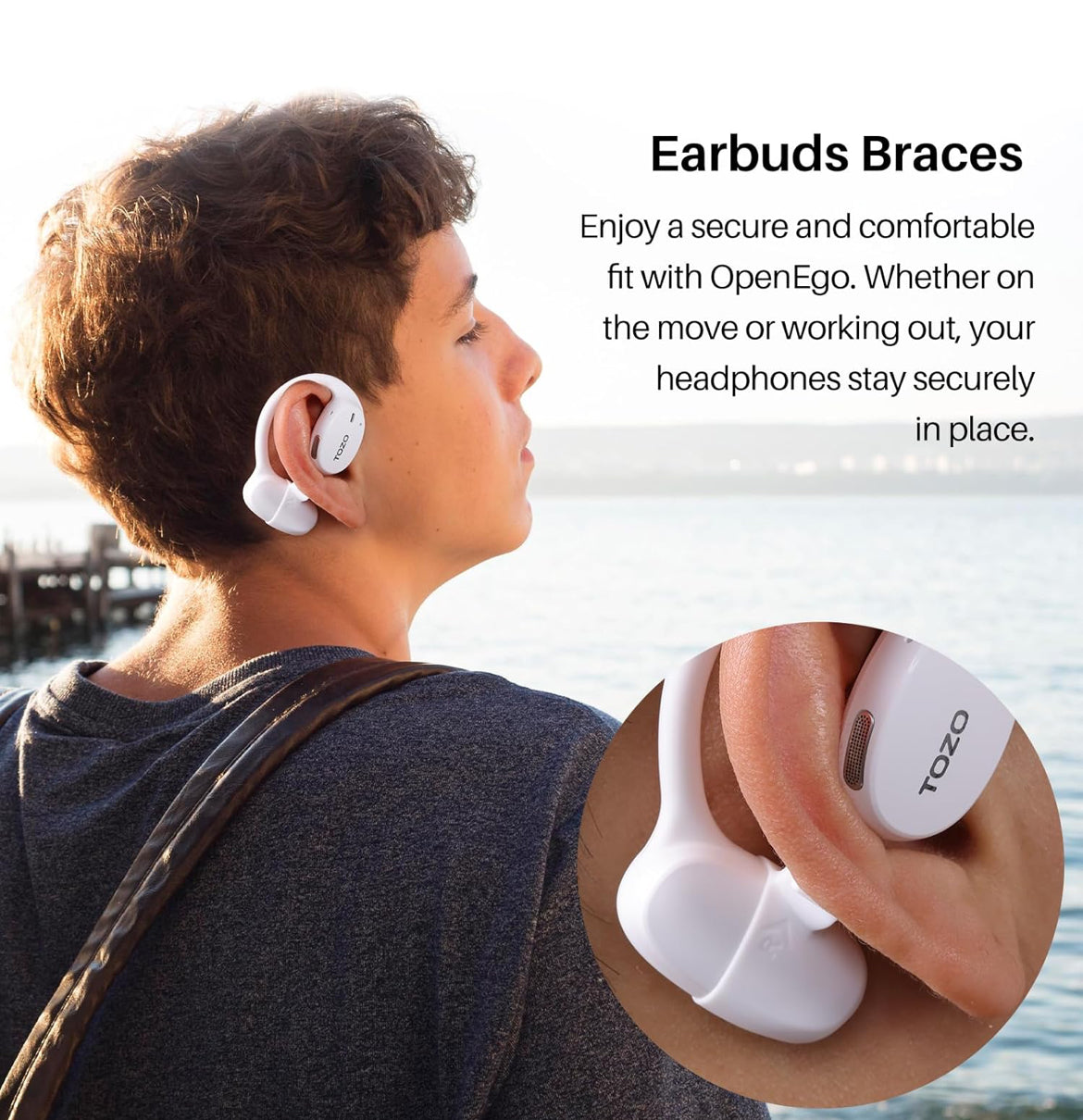 Open Ear Earbuds Bluetooth, AI Translation w/ Real-Time 100+ Languages Translation - White