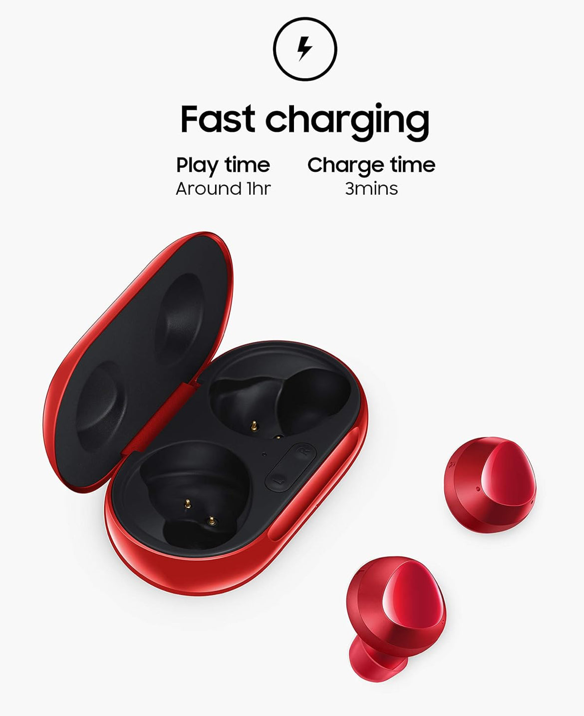 Samsung Galaxy Buds Plus, True Wireless Earbuds (Wireless Charging Case Included), Red – US Version