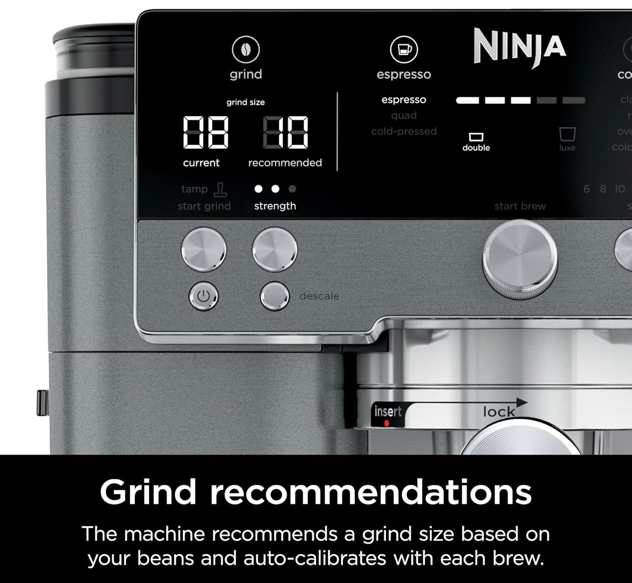 Ninja Luxe Cafe Premier Series, Espresso Machine, Drip Coffee, Rapid Cold Brew, Integrated Grinder, Hands-Free Frother