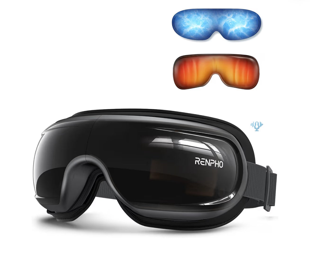 New Eyeris 3 Eye Massager with Heat and Cooling, Voice Control Eye Mask w/ DIY Massage - Black