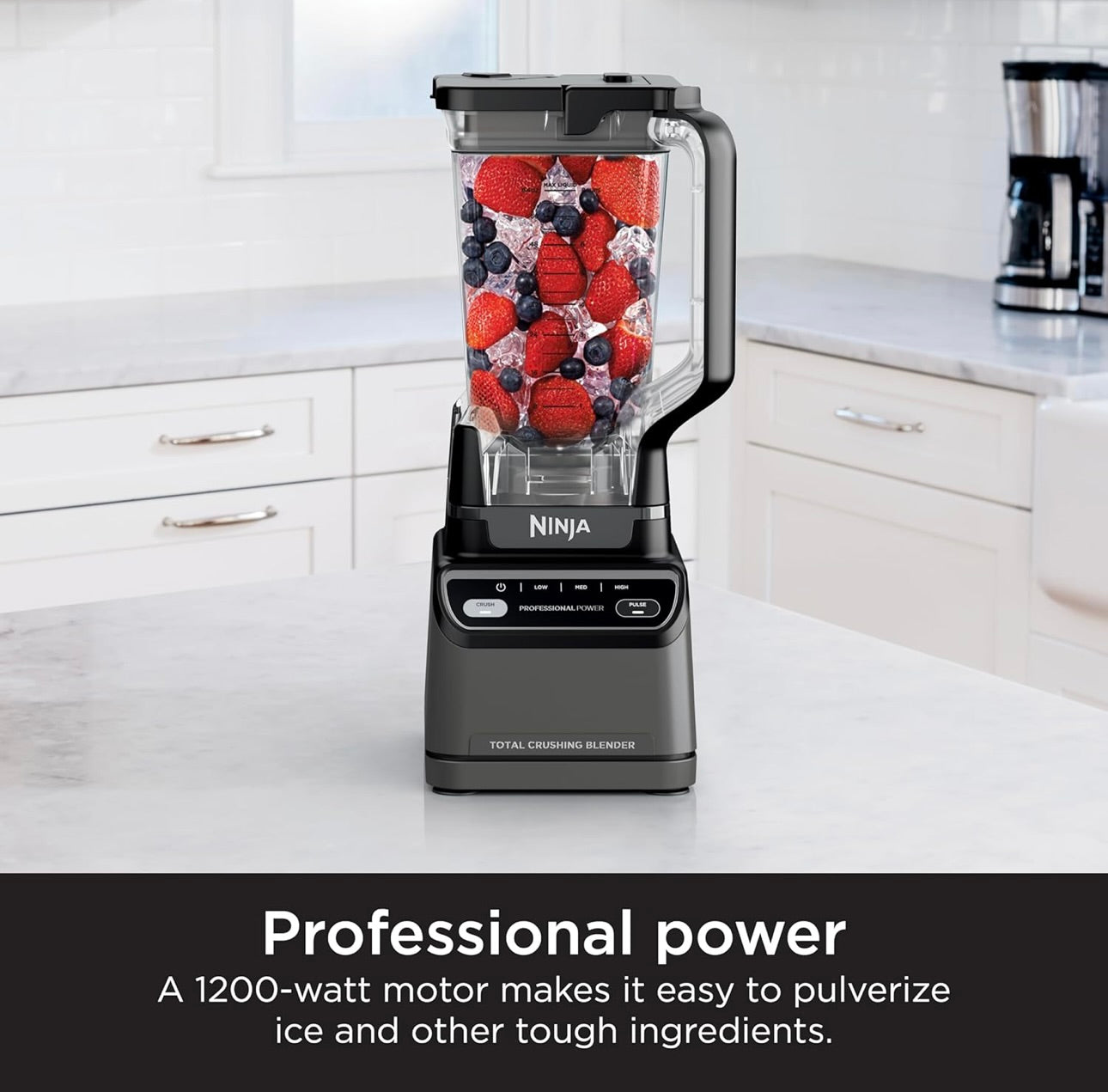 Ninja BR201AMZ Professional Blender 2.0, 1200 Watts, Auto-iQ Program, Total Crushing Blades, 72-oz. Pitcher Dishwasher-Safe Parts -  Dark Grey