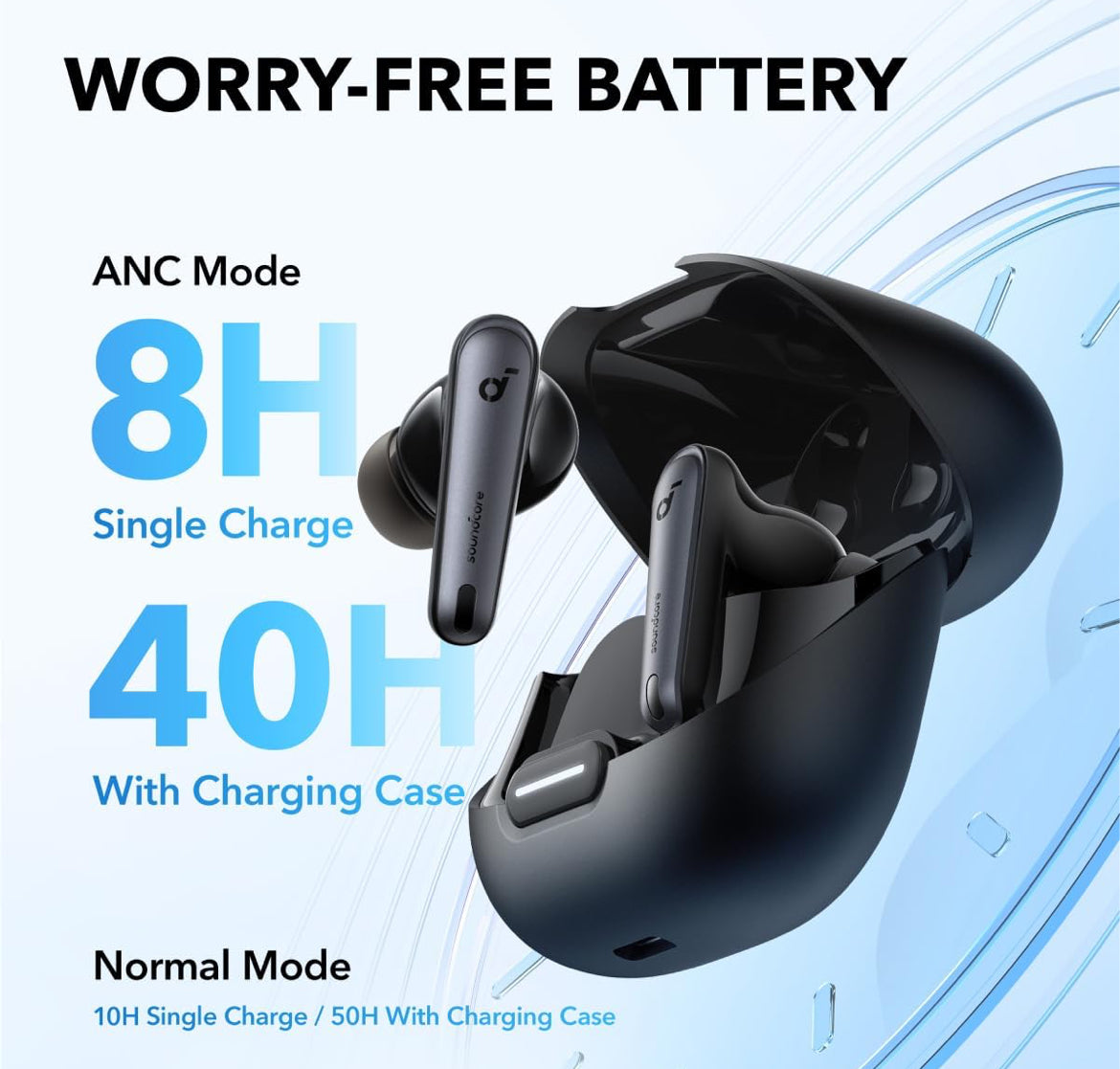 Soundcore by Anker Liberty 4 NC Wireless Earbuds, 98.5% Noise Reduction, Adaptive Noise Cancelling to Ears and Environment, Hi-Res Sound, 50H Battery, Wireless Charging, Bluetooth 5.3
